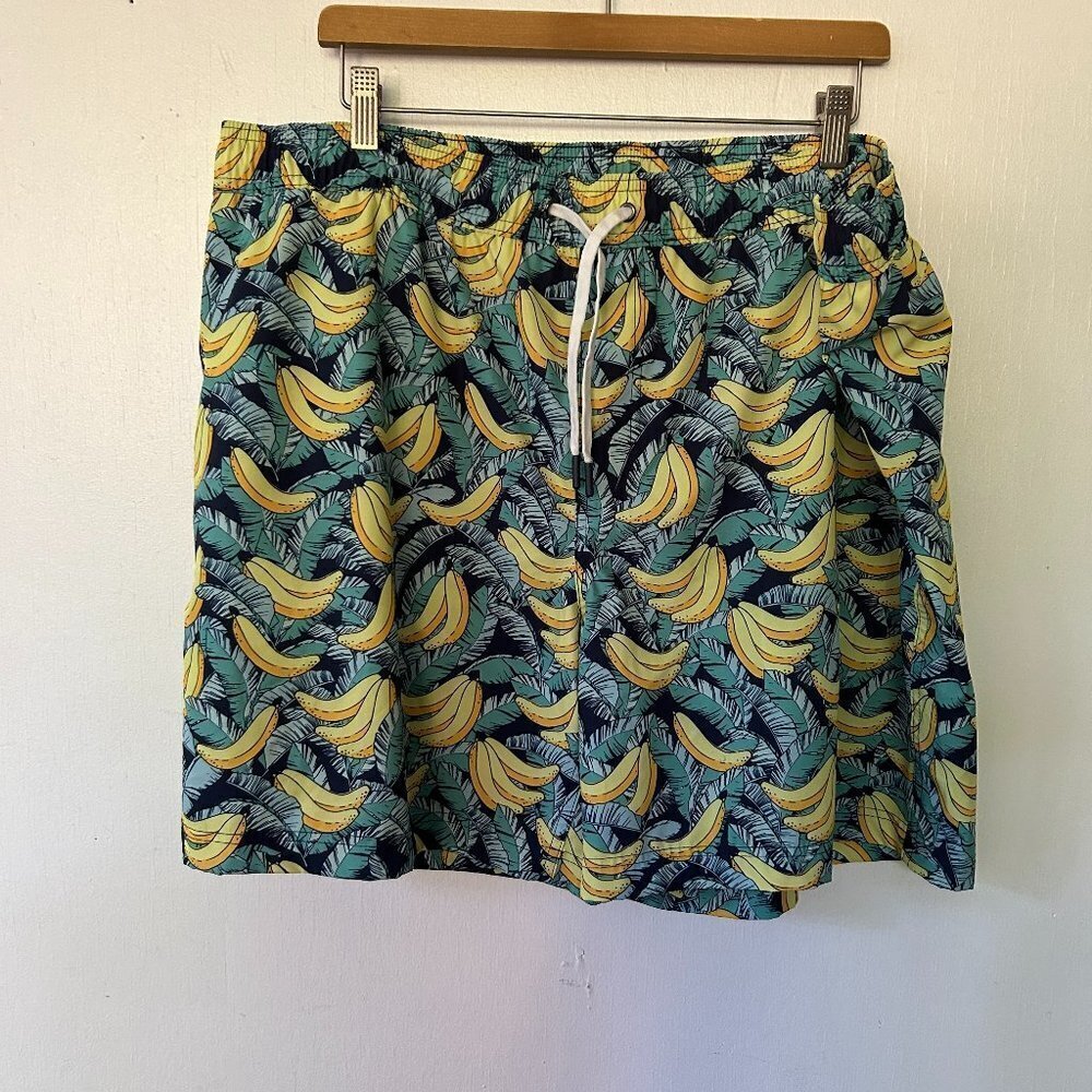 M Resort Banana Print Swim Shorts Mens XXL Pockets Swimwear Beachy Coastal